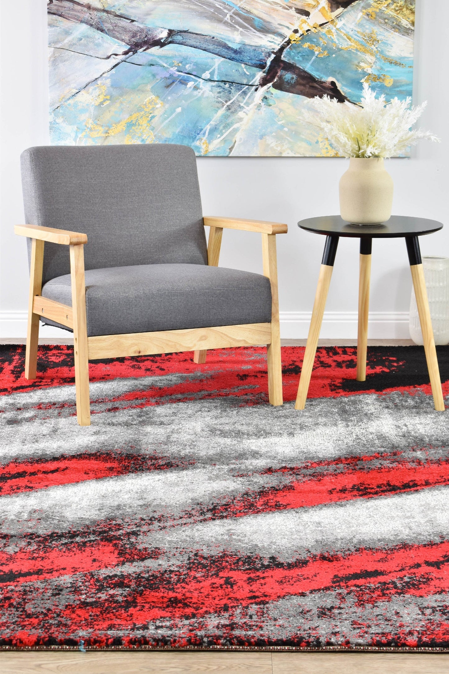 Novus 98 in Grey & Red Rug