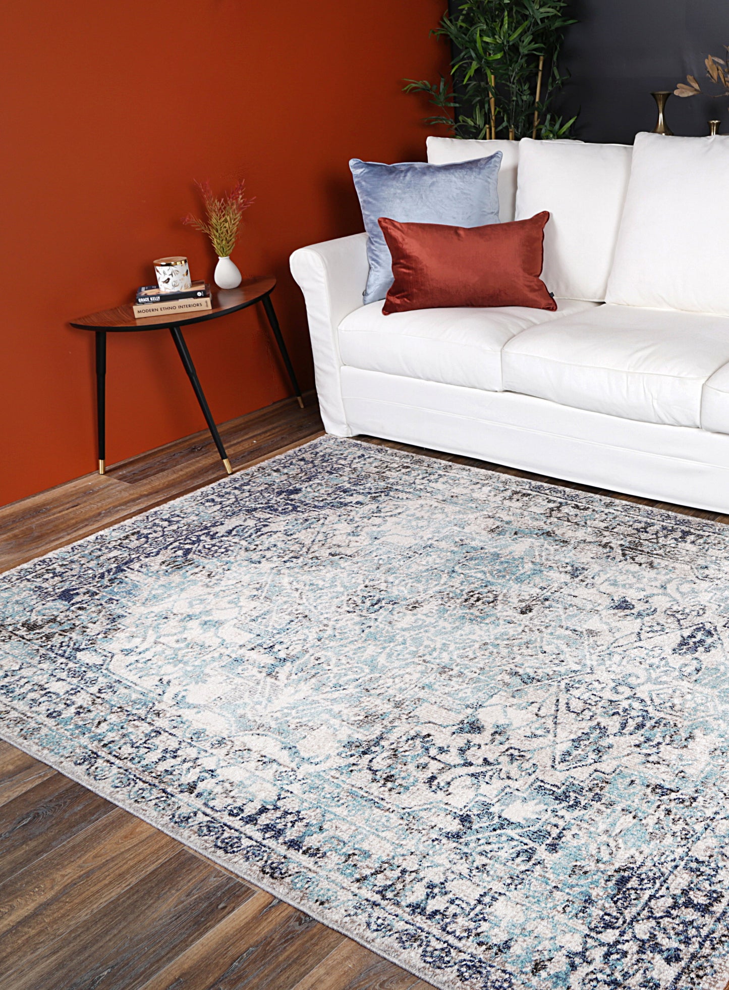 Salsa Adrianita in Ivory & Blue Rug