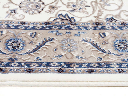 Sydney Medallion Runner White With Beige Border Runner Rug