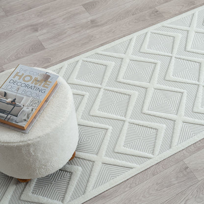 Calm 417 Pearl In White : Runner Rug