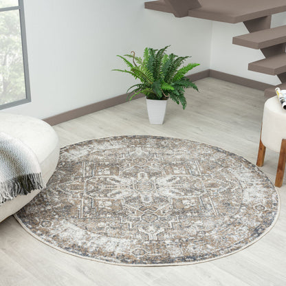 Easy 361 Earth In Grey: Round Rug