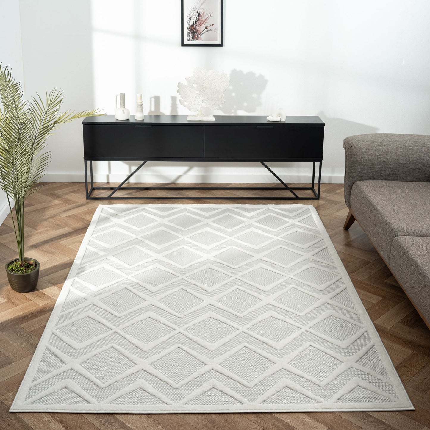 Calm 417 Pearl In White Rug